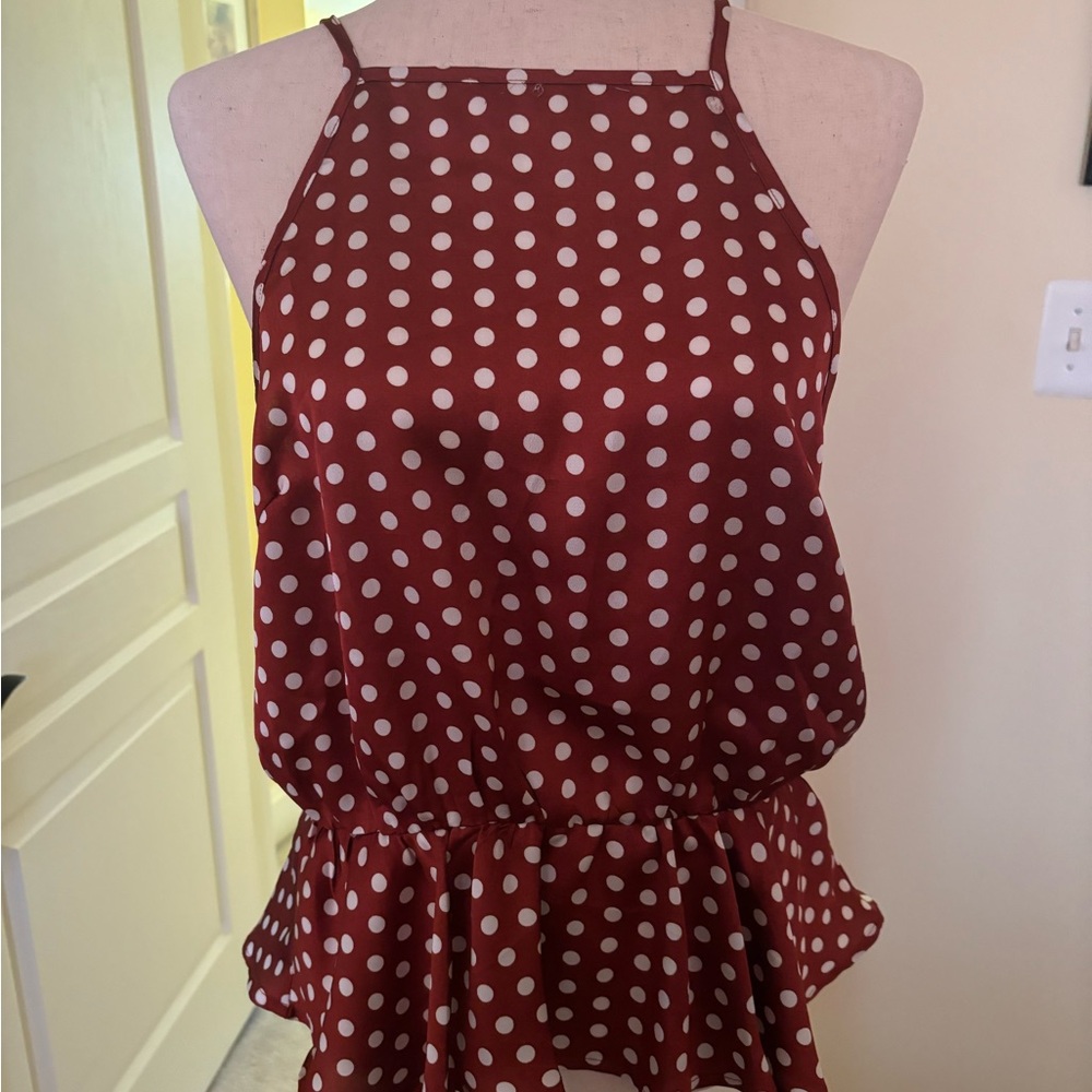 Boohoo polka-dot peplum top